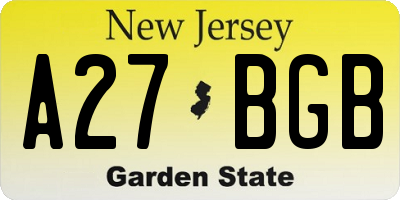 NJ license plate A27BGB