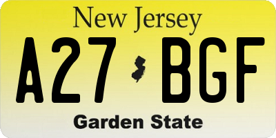 NJ license plate A27BGF