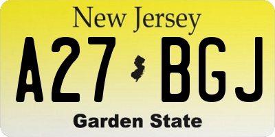 NJ license plate A27BGJ