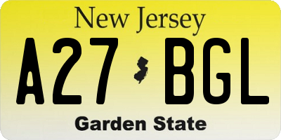 NJ license plate A27BGL