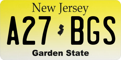 NJ license plate A27BGS