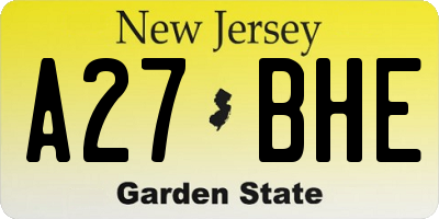 NJ license plate A27BHE