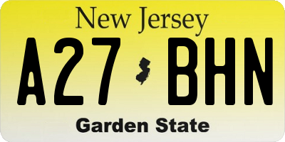NJ license plate A27BHN