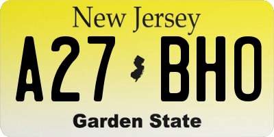 NJ license plate A27BHO