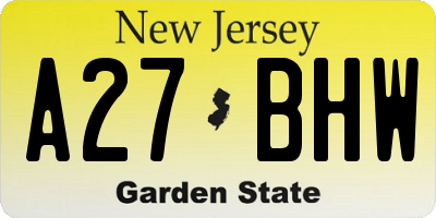 NJ license plate A27BHW