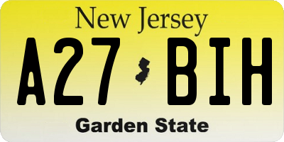 NJ license plate A27BIH
