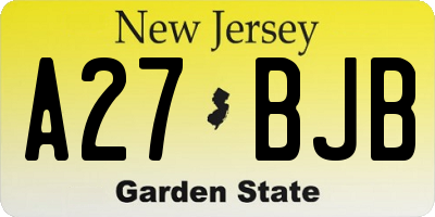 NJ license plate A27BJB