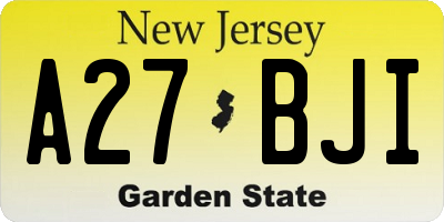 NJ license plate A27BJI