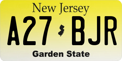 NJ license plate A27BJR