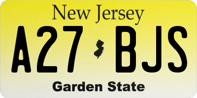 NJ license plate A27BJS