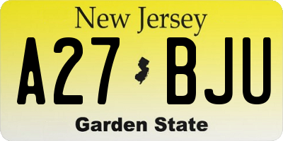 NJ license plate A27BJU