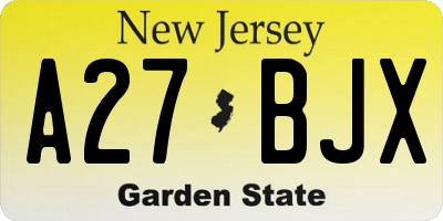 NJ license plate A27BJX