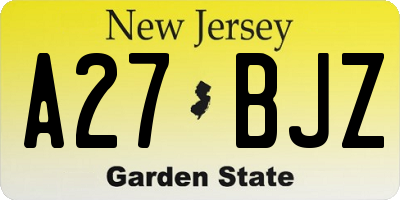 NJ license plate A27BJZ