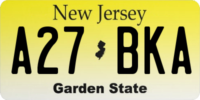 NJ license plate A27BKA