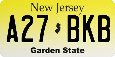 NJ license plate A27BKB
