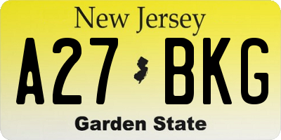 NJ license plate A27BKG