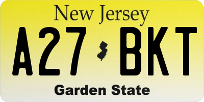 NJ license plate A27BKT