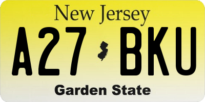 NJ license plate A27BKU
