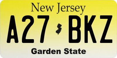 NJ license plate A27BKZ
