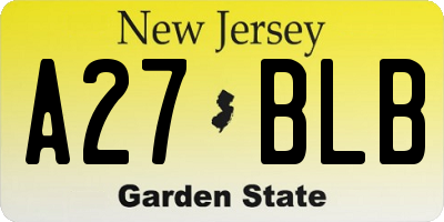 NJ license plate A27BLB