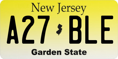 NJ license plate A27BLE
