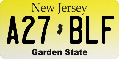 NJ license plate A27BLF