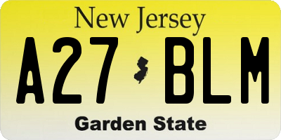 NJ license plate A27BLM