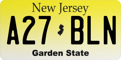 NJ license plate A27BLN