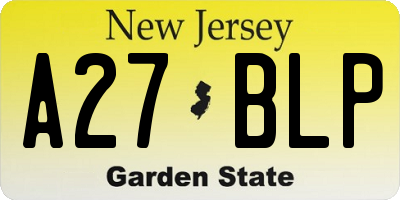 NJ license plate A27BLP