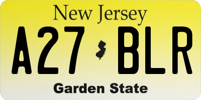 NJ license plate A27BLR