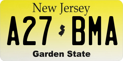 NJ license plate A27BMA