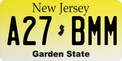 NJ license plate A27BMM
