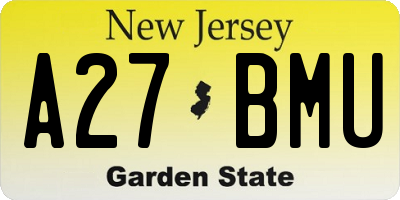 NJ license plate A27BMU