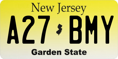 NJ license plate A27BMY
