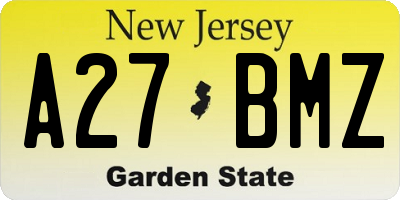 NJ license plate A27BMZ