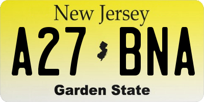 NJ license plate A27BNA