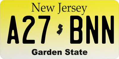 NJ license plate A27BNN
