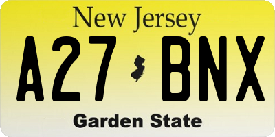 NJ license plate A27BNX