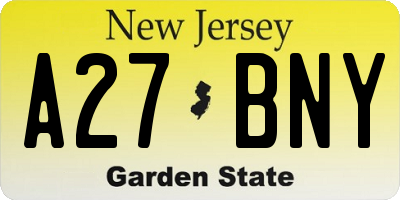 NJ license plate A27BNY
