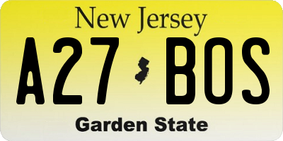 NJ license plate A27BOS