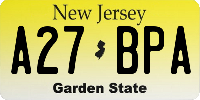 NJ license plate A27BPA