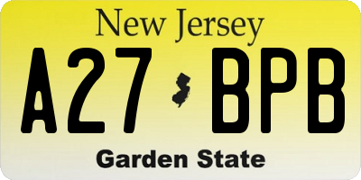 NJ license plate A27BPB