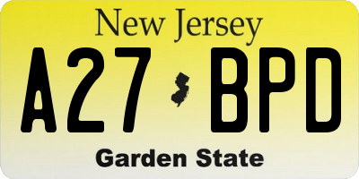 NJ license plate A27BPD