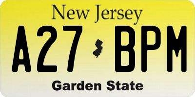NJ license plate A27BPM