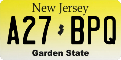 NJ license plate A27BPQ