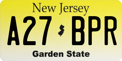 NJ license plate A27BPR