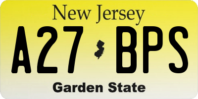 NJ license plate A27BPS