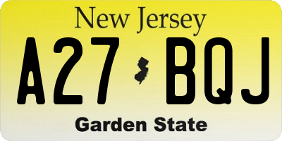 NJ license plate A27BQJ