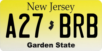 NJ license plate A27BRB