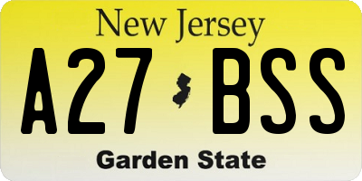 NJ license plate A27BSS